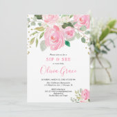 Sieben und sehen Sie die floralen Aquarellfarben r Einladung (Stehend Vorderseite)