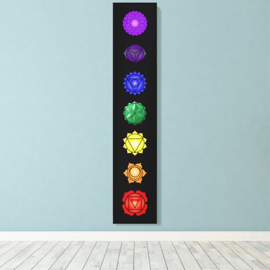 Sieben vertikale Chakras Leinwanddruck (Insitu (Holzboden))
