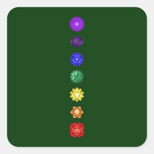 Sieben vertikale Chakras Quadratischer Aufkleber (Vorderseite)
