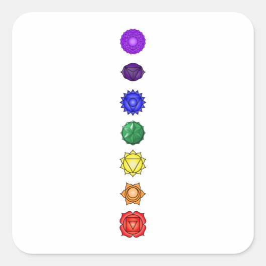 Sieben vertikale Chakras Quadratischer Aufkleber (Vorderseite)