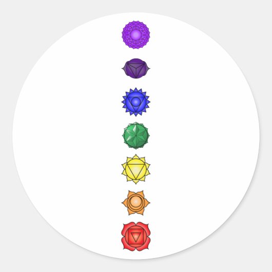 Sieben vertikale Chakras Runder Aufkleber (Vorderseite)