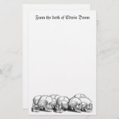 Sieben Vintage Schädel Briefpapier (Vorne/Hinten)