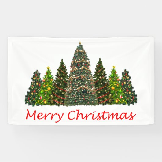 Sieben Weihnachtsbäume, frohe Weihnachten Banner (Horizontal)