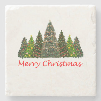 Sieben Weihnachtsbäume, frohe Weihnachten Steinuntersetzer