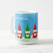 Sieben Weihnachtsgnomen auf Light Blue Kaffeetasse (Vorderseite Links)