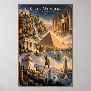 Sieben Weltwunder Historische Kunst Poster