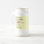 Sieben Worte für eine lange und glückliche Ehe Bierglas (Vorderseite Links)