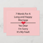 Sieben Worte für eine lange und glückliche Ehe Postkarte (Vorne/Hinten)
