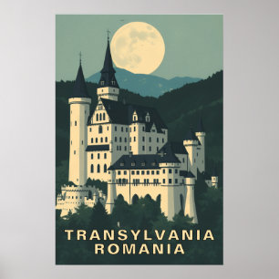 Siebenbürgen Rumänien Vintage Vampir Schloss Reise Poster