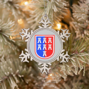 Siebenbürgen Sachsen-Wappen Schneeflocken Zinn-Ornament