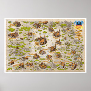 Siebenbürtige Bildfantasy-Karte - Poster Paper