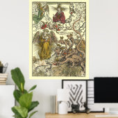 Siebenköpfiger Drache von Albrecht Dürer Poster (Heimbüro)