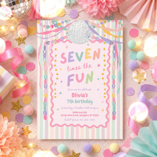 Siebenmal der Spaß Whimsical Mädchen 7. Geburtstag Einladung