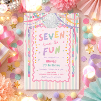Siebenmal der Spaß Whimsical Mädchen 7. Geburtstag Einladung