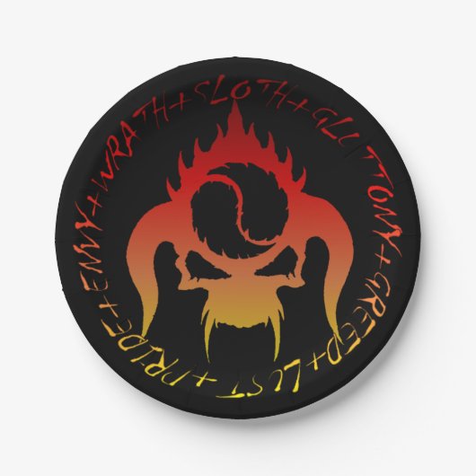 Siebente Papierplatte für Todsünden Pappteller (Vorderseite)