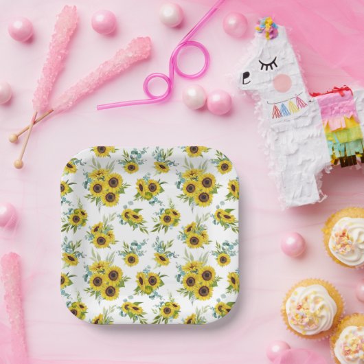 Siebfarben-Sonnenblumenmuster-Papierplatte Pappteller (Party)