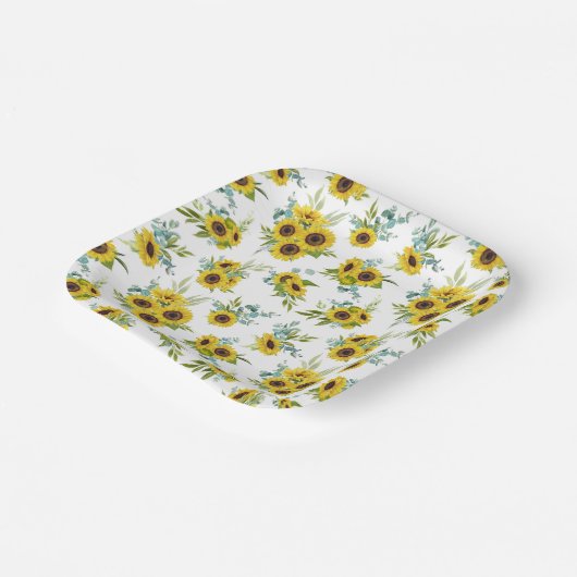 Siebfarben-Sonnenblumenmuster-Papierplatte Pappteller (Gewinkelt)