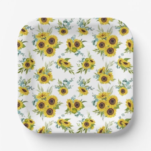 Siebfarben-Sonnenblumenmuster-Papierplatte Pappteller (Vorderseite)