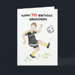 Siebte Geburtstagskarte für einen Grandson - Fußba Karte<br><div class="desc">Eine 7. Geburtstagskarte für einen Grosssohn,  der Fußball genießt,  aus einer Aquarellbild von Judy Adamson. Bitte zögern Sie nicht,  den inneren Gruß zu bearbeiten und kontaktieren Sie mich durch meinen Shop,  wenn Sie möchten,  dass der Titeltext geändert wird.</div>