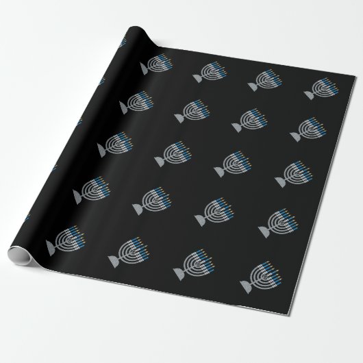 Siebte Nacht Hanukkah Glitzer Wrapping Paper Geschenkpapier (Ungerollt)