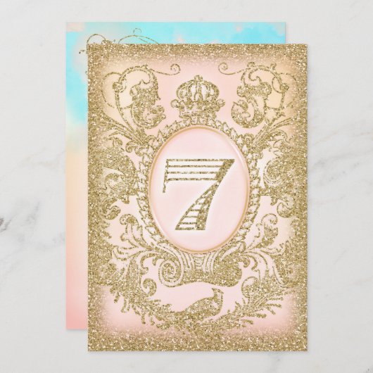 Siebter Geburtstag einmal auf Zeitprinzessin Einladung (Vorne/Hinten)