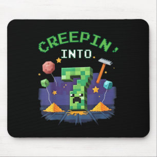 Siebter Geburtstag Gamer Pixel Creepin Into 7 Vide Mousepad