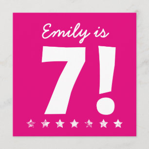 Siebter Geburtstag Individuelle Name Rosa für GIRL Einladung