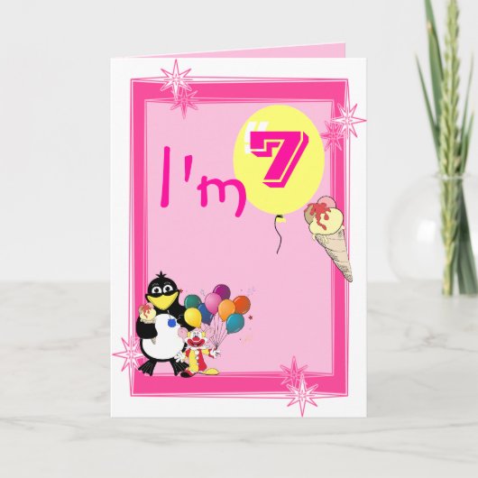 Siebter Geburtstag Karte (Vorderseite)