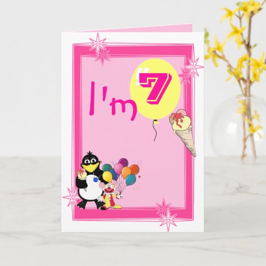 Siebter Geburtstag Karte (Gelbe Blume)