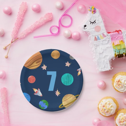 Siebter Geburtstag Sonnensystem Planeten Pappteller (Party)