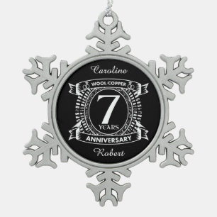Siebter Hochzeitstag Wolle Kupfer Schneeflocken Zinn-Ornament
