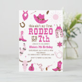 Siebter Rodeo Western Cowgirl 7. Geburtstag Einladung (Stehend Vorderseite)
