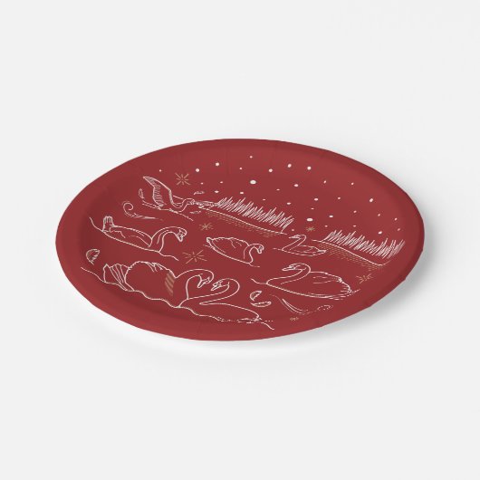 Siebter Weihnachtsfeiertag 7" Papier Teller (Schrägansicht)