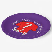 Siebtes Geburtstagsfußball-Abzeichen zur Personali Pappteller (Schrägansicht)