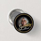 Siebzig 70. Geburtstag Foto Schriftzug gold schwar Button (Vorne & Hinten)