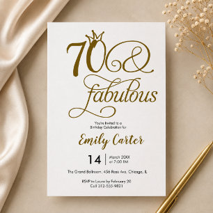 Siebzig & Fabulous Schriftzug Gold 70. Geburtstags Einladung
