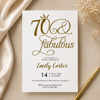 Siebzig & Fabulous Schriftzug Gold 70. Geburtstags Einladung