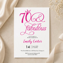 Siebzig & Fabulous Script Pink 70. Geburtstagsfeie
