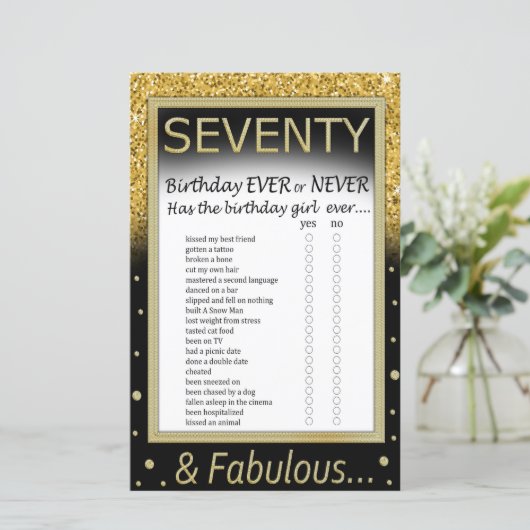 Siebzig Geburtstage je oder nie gespielt (Stehend Vorderseite)