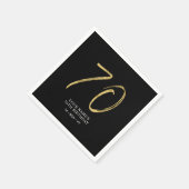 siebzig | Gold & Black Lettering 70. Geburtstag Serviette (Ecke)