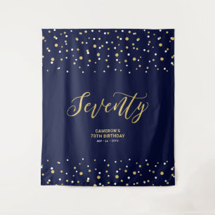 Siebzig Gold & Navy 70. Geburtstagsfeier Hintergru Wandteppich