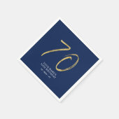 siebzig | Gold & Navy Blue Lettering 70. Geburtsta Serviette (Ecke)