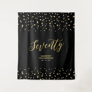Siebzig Gold & Schwarz 70. Geburtstagsfeier Hinter Wandteppich