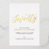 siebzig | Modern Gold 70. Geburtstagsparty Folieneinladung (Vorderseite)