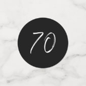siebzig | Schwarz & Weiß Modernes 70. Geburtstags- Konfetti (Klein Vorderseite)