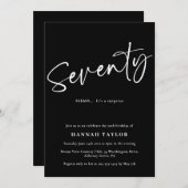 Siebzig Schwarz-weißes einfaches Skript 70. Geburt Einladung (Vorne/Hinten)