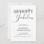 Siebzig und Fabelhaft Minimal Script 70. Geburtsta Einladung (Vorderseite)
