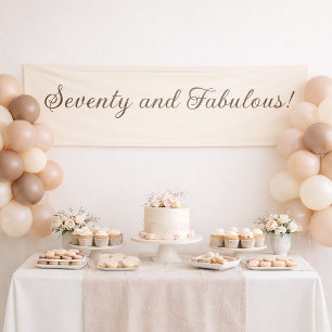 Siebzig und Fabulous Elfenbein Elegante Skript Geb Banner