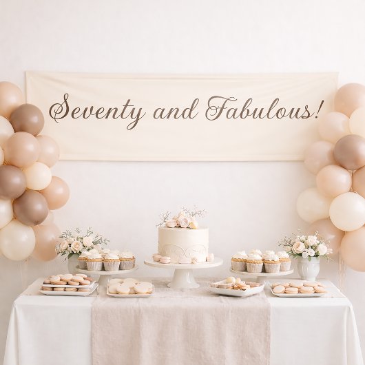Siebzig und Fabulous Elfenbein Elegante Skript Geb Banner
