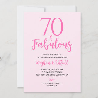 Siebzig und fantastisch rosafarben 70. Geburtstag Einladung